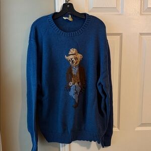 Ralph Lauren Navy Crewneck Sweater with Bear Design